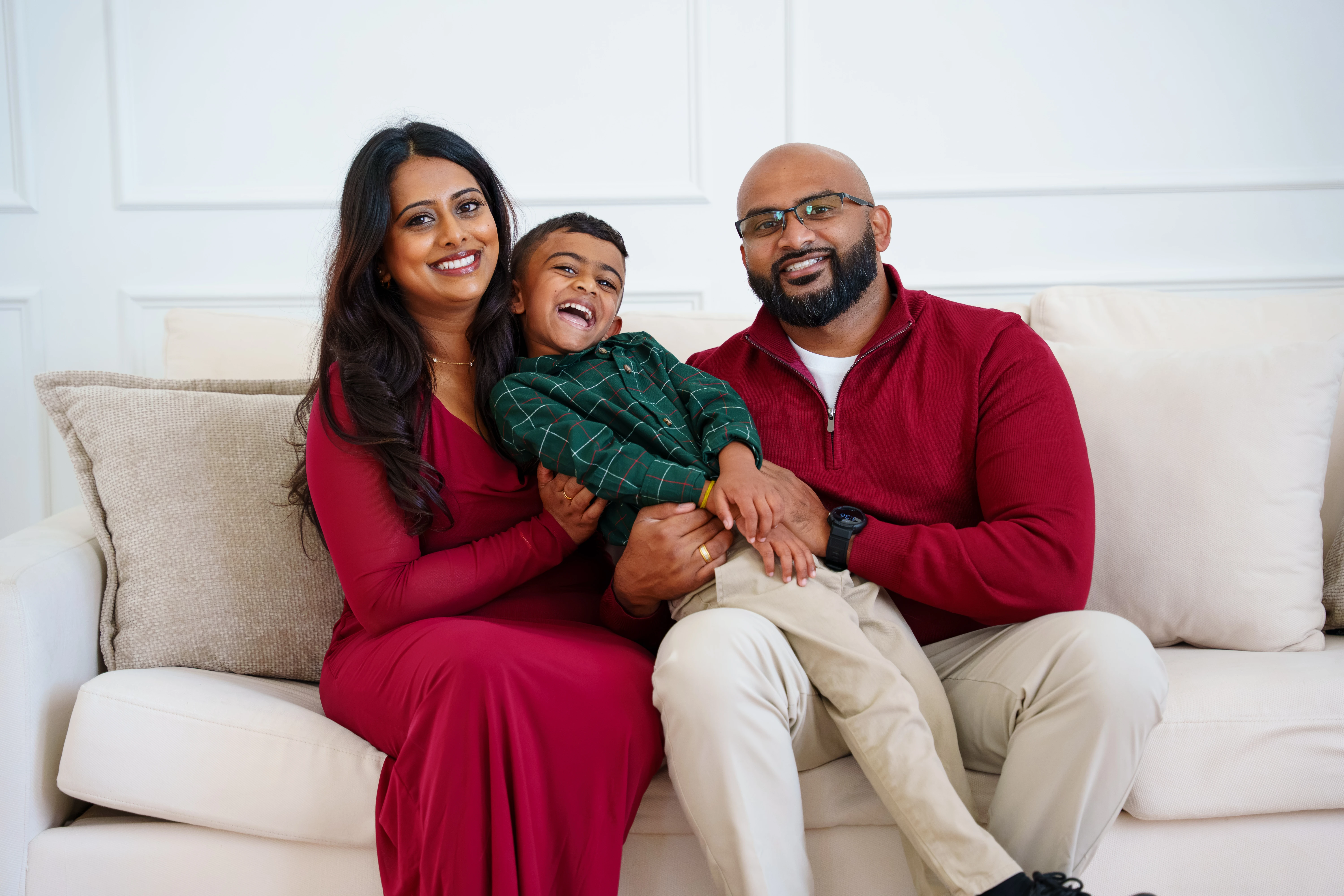 A family together for a Christmas mini-session portrait
