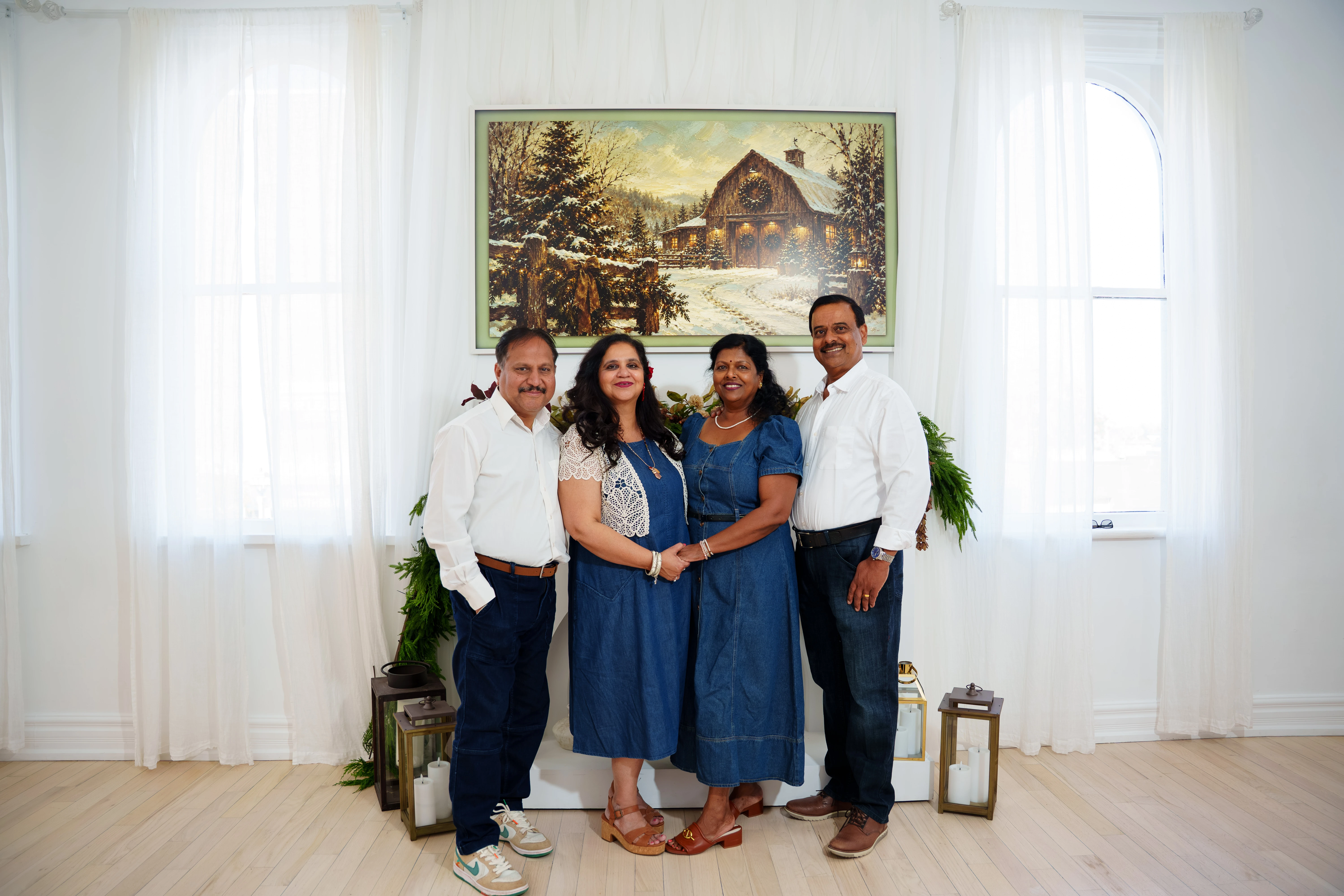 A family portrait from a Christmas mini session