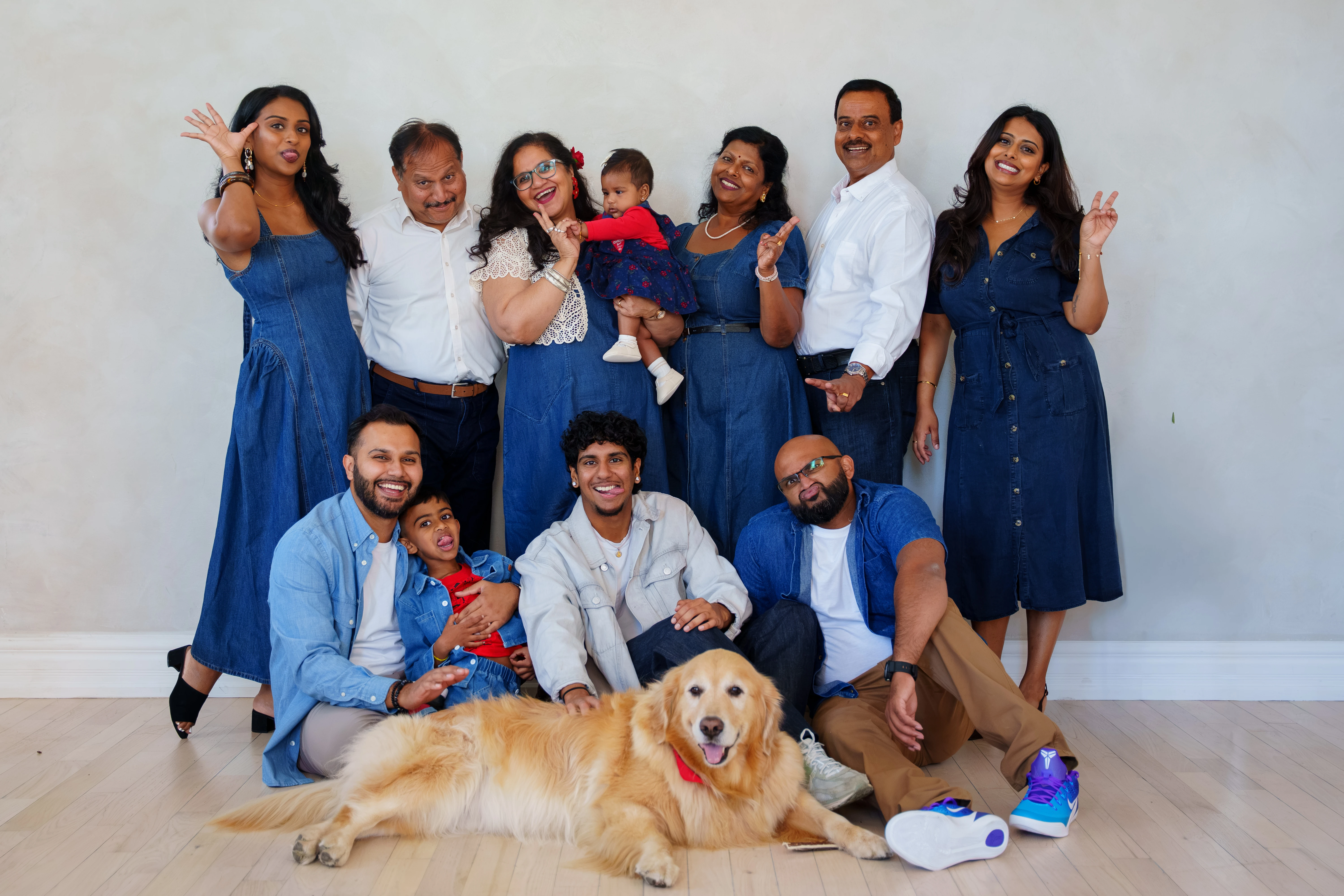 A family gathered together for a holiday portrait